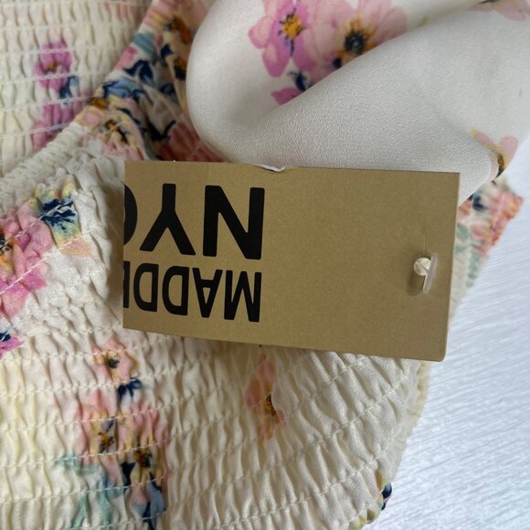 Madden NYC Floral Baby Doll Dress Puff Sleeves Ruffle Hem Cream Size XXXL New - Picture 9 of 10